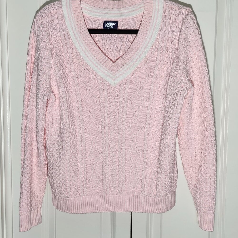 Lands' End Women's Cable Knit Sweater - Size Large